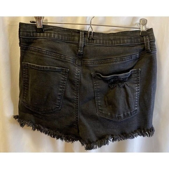 Mudd FLX Booty Shorty Shorts Women 9 28X2 High-Rise Black Distressed - Picture 7 of 10